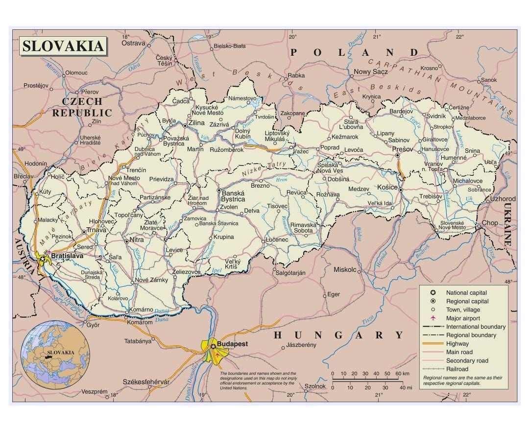 ਨਕਸ਼ਾ ਦੇ ਸਲੋਵਾਕੀਆ ਸੜਕ